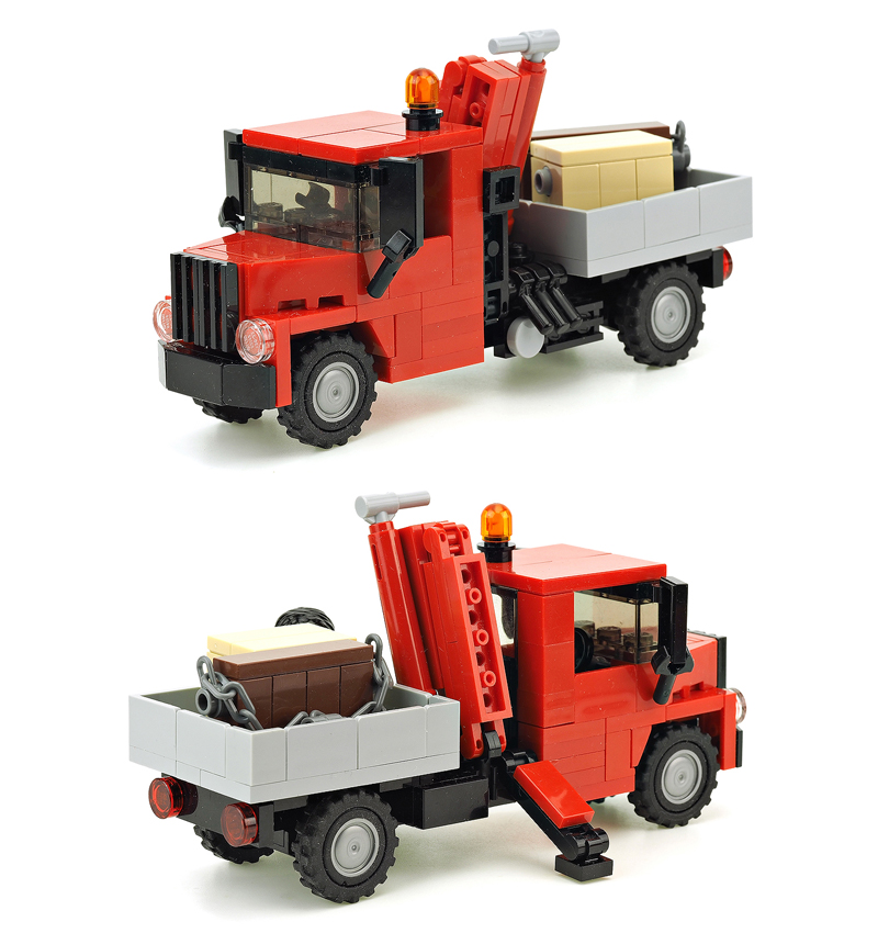 Lego Moc Red Truck With Manipulator Crane By De Marco 