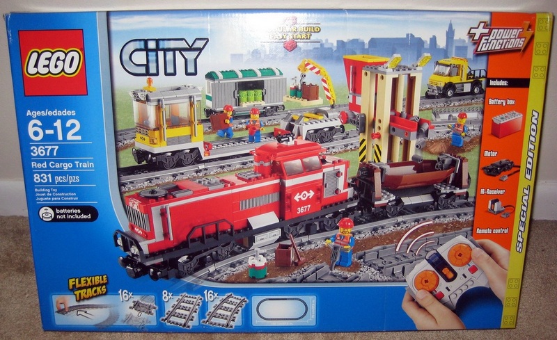 lego red cargo train 3677