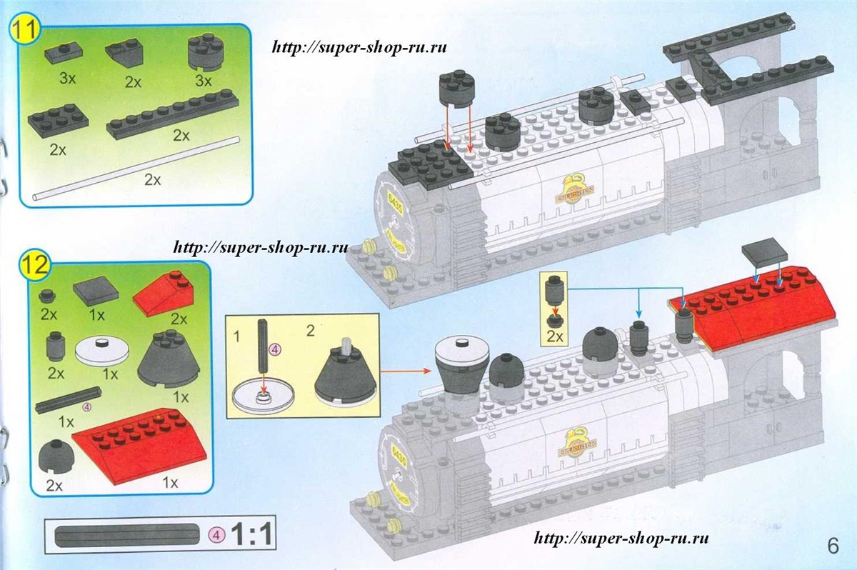 Схема сборки паровоза лего